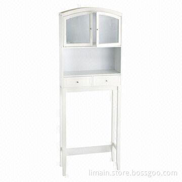 Bathroom Space Saver with Adjustable Shelf, Contemporary White Finish